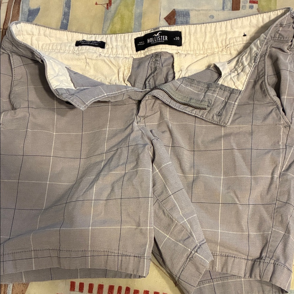 Hollister Light Gray Checkered Shorts